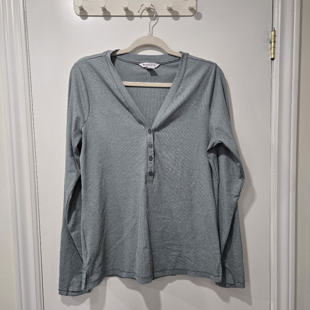 Athleta Teal Henley Longsleeve